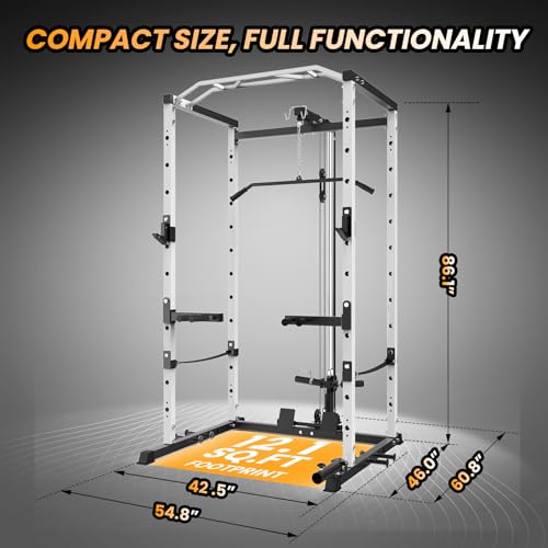Power Cage with LAT Pulldown and Cable Pulley System for Home Gym N4466