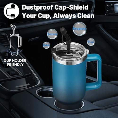 40 oz Tumbler with Handle and Straw Lid - Leak-proof Vacuum Insulated Travel Cup I15292
