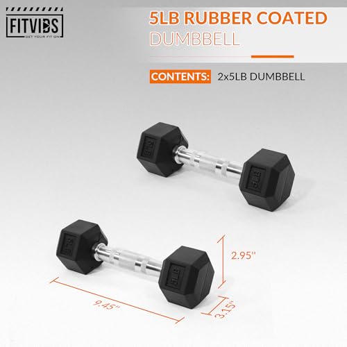 Rubber Encased Hex Dumbbell Set of 2, Anti-Slip Cast Iron Grip, 5-50 LBS H4990