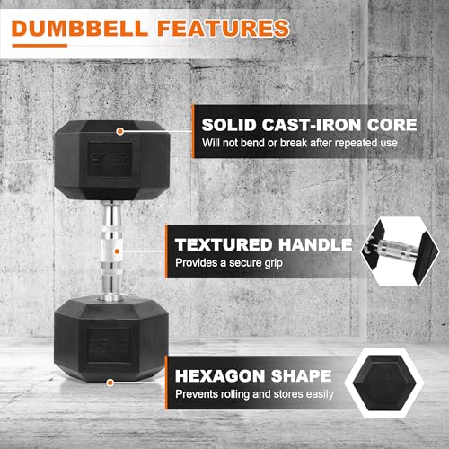 Hex Dumbbells Rubber Coated Hand Weights C709