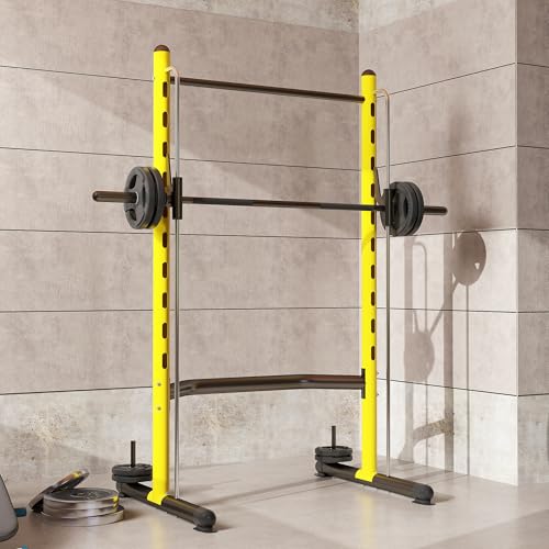 Soozier Squat Rack with Pull-Up Bar, Adjustable Power Rack for Home Gym I377