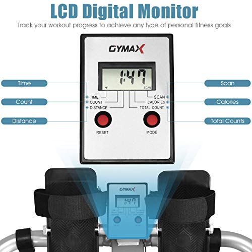 GYMAX Rowing Machine for Home, 265LBS Capacity, Adjustable Resistance, LCD Monitor B808