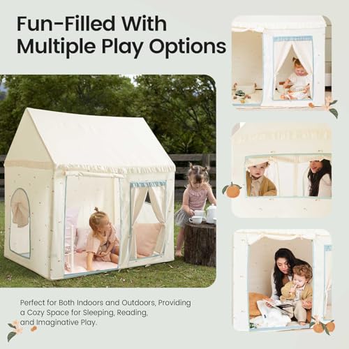 Tiny Land Kids Play Tent with Padded Mat & LED Lights, Indoor Playhouse for Toddlers G6025