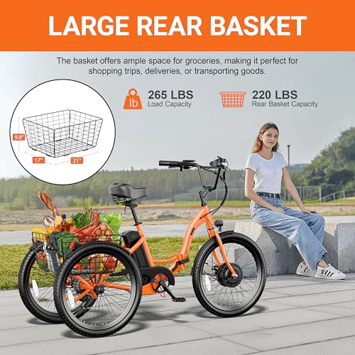 ANCHEER Electric Tricycle for Adults, 350W Folding 3-Wheel Ebike, 48V 499Wh S15636