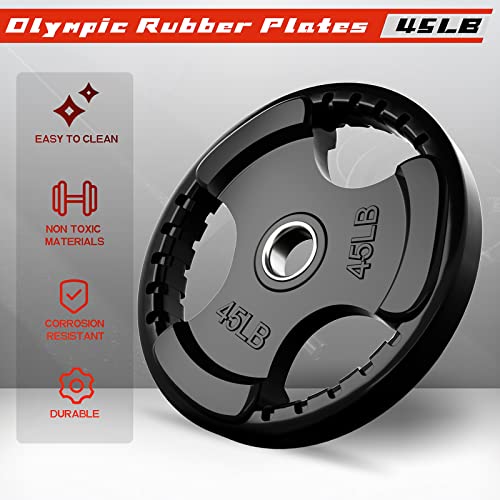 RitFit Olympic Rubber Grip Plates 2-Inch for Barbell Weightlifting Strength Training Z70542