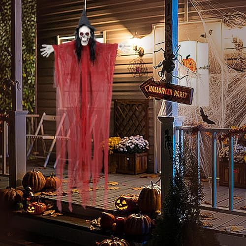 6.5ft Animated Skeleton Witch Halloween Decoration with LED Eyes U7307