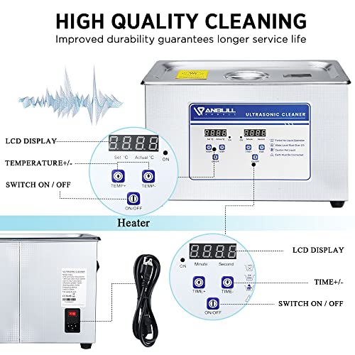 Anbull 4.5L Ultrasonic Cleaner with Digital Timer Heater T99805