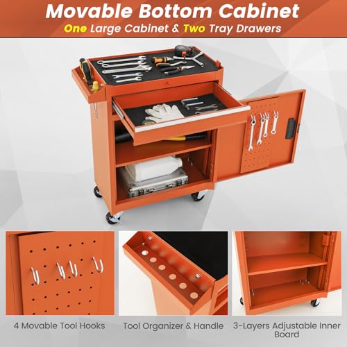 Goplus 5-Drawer Rolling Tool Chest with Lockable Wheels, Gray Z601390