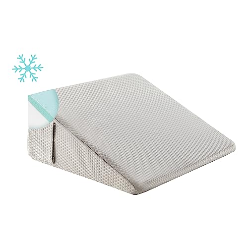 Wedge Pillow for Sleeping, 8 inch, Cooling Memory Foam Top, White/Grey T57174