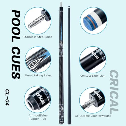 CRICAL Carbon Fiber Pool Cue Stick 58" with 12.5mm Tip J317692
