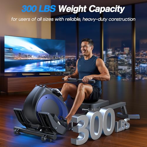 WELLFIT Magnetic Rowing Machine for Home, 300lbs Capacity, Quiet Compact Indoor Rower M52496