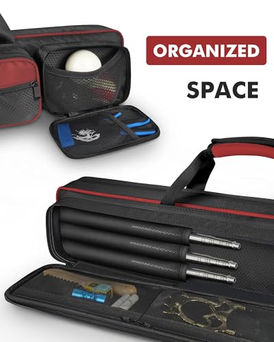 Pool Cue Case 4x5 with Pockets, Soft Padded Billiard Cue Bag A2212