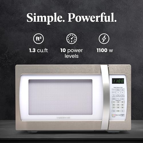 Farberware Countertop Microwave 1000W 1.1 cu ft Black Stainless Steel P5805