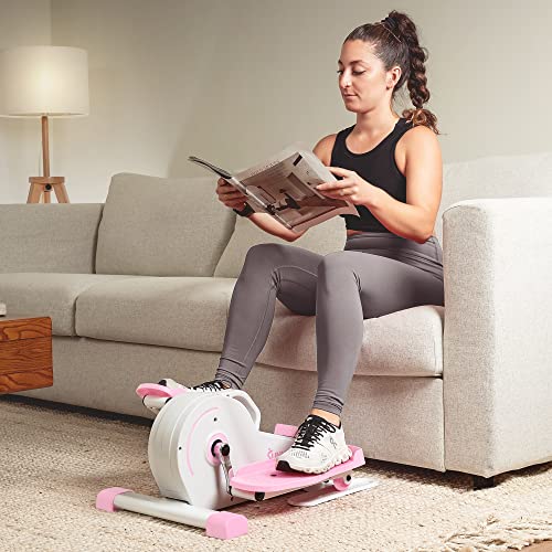 Sunny Health & Fitness Under Desk Elliptical Exerciser, Magnetic, Pink V916
