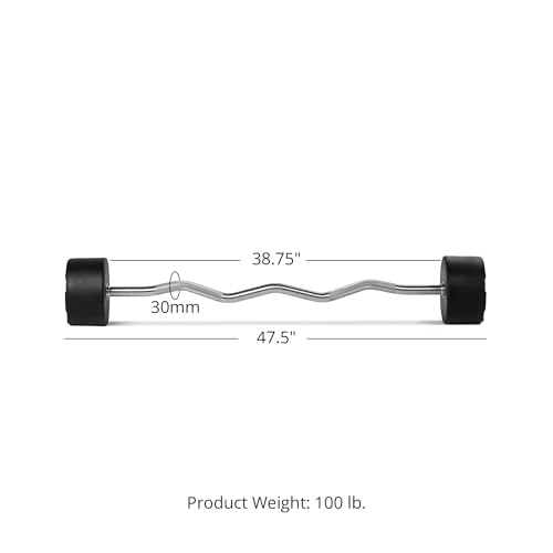 Titan Fitness Rubber Curl Fixed Barbells, Pre-Loaded Weight Bar Y406