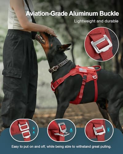 FAYOGOO Tactical Dog Harness for Large Dogs, Mesh Breathable with Handle T66550