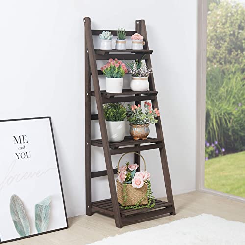 unho 4 Tier Plant Stand Tall Ladder Shelf Wooden Display Rack Q41622