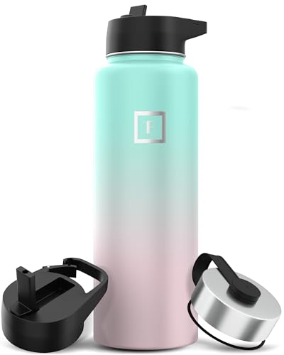 IRON °FLASK Stainless Steel Insulated Water Bottle with 3 Lids, 40 oz U19688