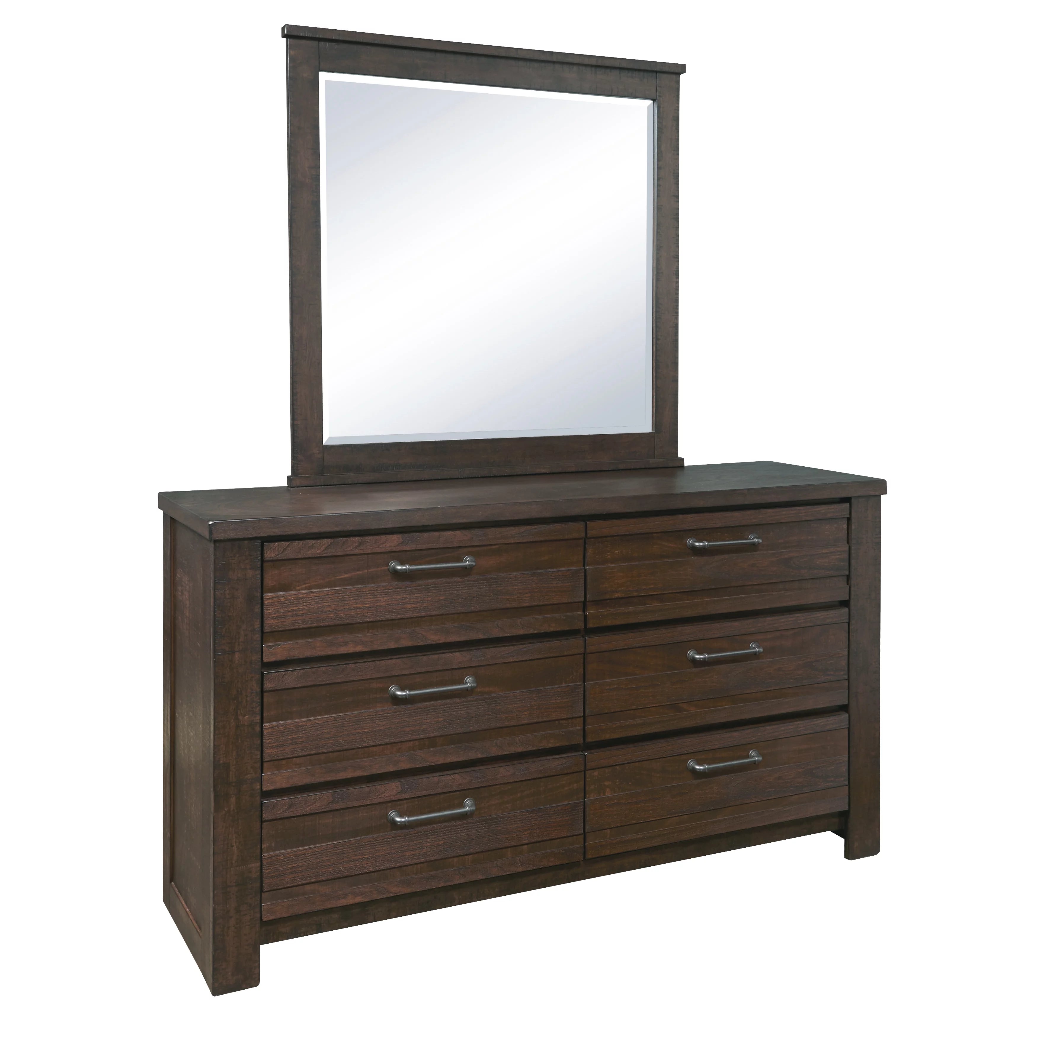 Sedona Transitional Wood Bedroom Set Queen with Dresser and Mirror H29321