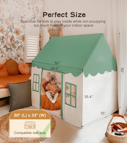 Little Dove Toys Kids Playhouse Tent with Mat, Star Light, Green K81396