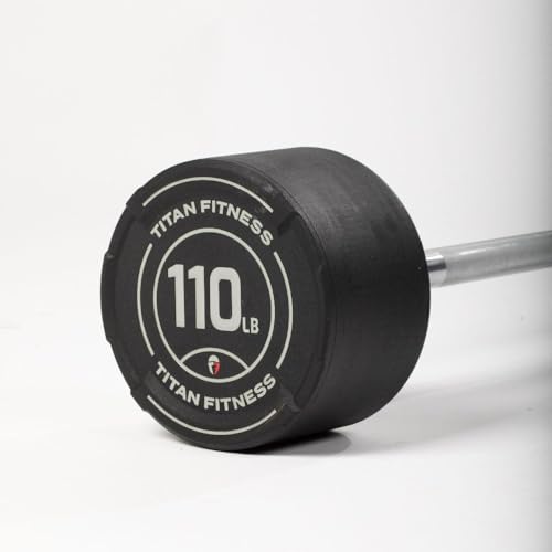 Titan Fitness Rubber Curl Fixed Barbells, Pre-Loaded Weight Bar Y406