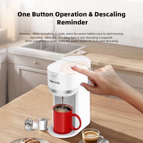 Mini Single Serve Coffee Maker for K Cup & Ground Coffee, Black D139279