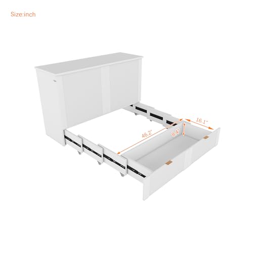 Harper & Bright Designs Queen Murphy Bed Cabinet with USB Charging Station, White D9669