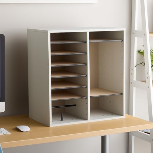 Safco Wooden Paper and Mail Organizer, Adjustable Shelves, Stackable B285