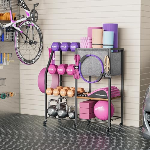 Yoga Mat Storage Rack for Dumbbells and Kettlebells, Home Gym Organizer N713