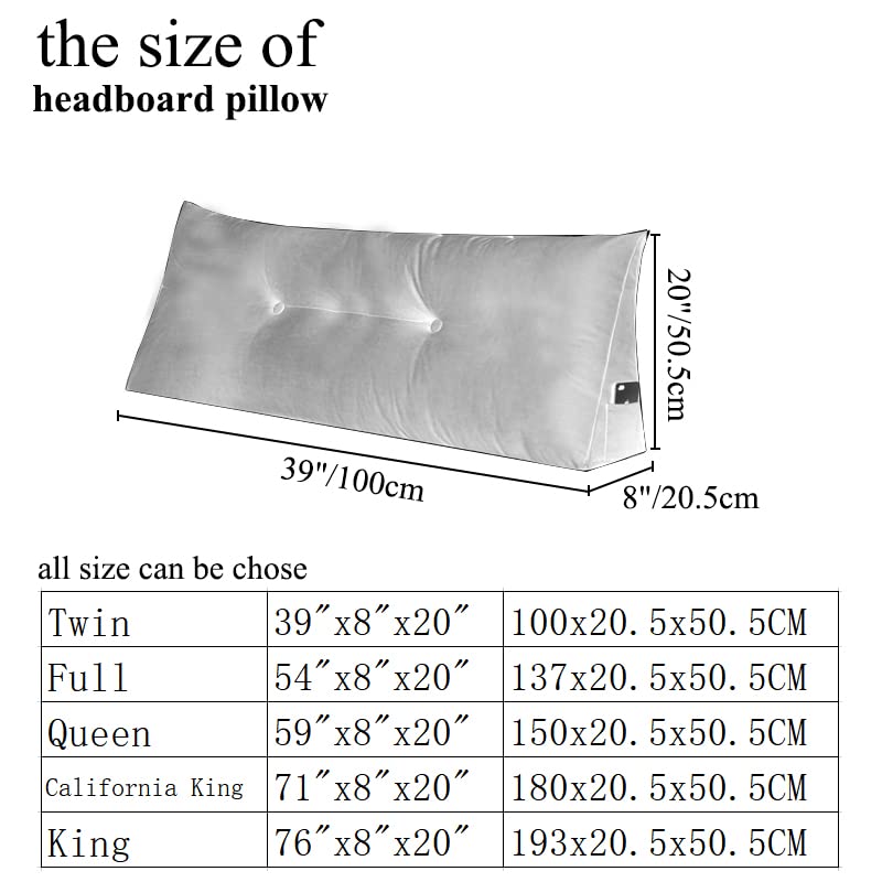 Wedge Headboard Pillow for Sleeping with Removable Cover, Gray U597226
