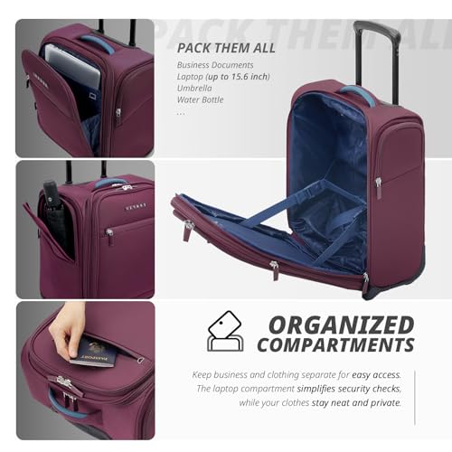 Verage Under Seat Luggage with Wheels, Softside Spinner Carry On, Navy 14-Inch A51804