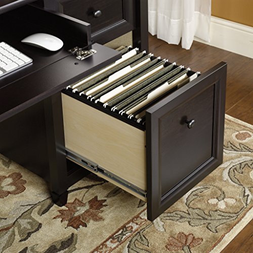 Sauder Edge Water Executive Desk with File Drawer Storage, Estate Black T96227
