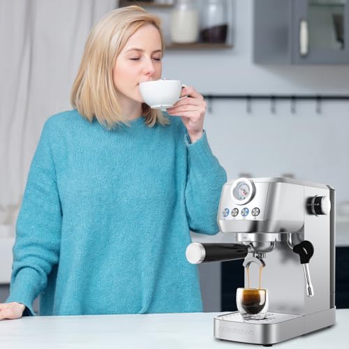 CASABREWS 3700 Gense Espresso Machine 20 Bar, Stainless Steel I572204