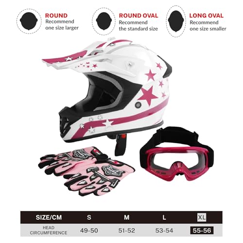 SLMOTO Dot Youth Kids Motocross Offroad Helmet with Goggles and Gloves Blue Skull D851858