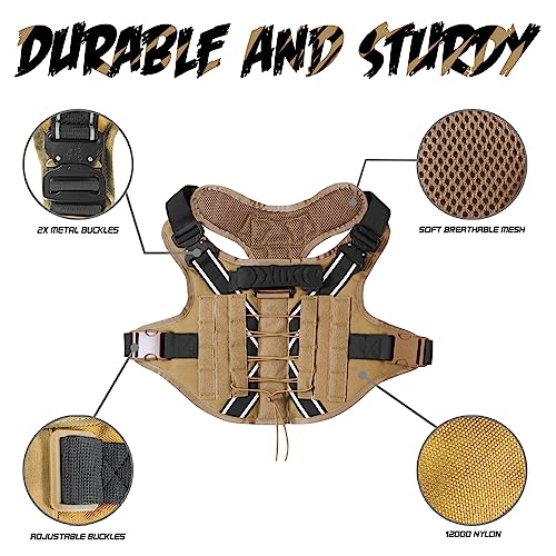 PETODAY Tactical Dog Harness for Large Dogs, Heavy Duty with Handle, Black T996311
