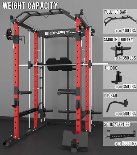 Eonfit E5 Smith Machine with Vertical Leg Press, Power Cage Squat Rack, Home Gym Equipment R390