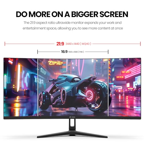 CRUA 30Inch Ultrawide Curved Monitor, 21:9 WFHD 2560x1080P, 100Hz, VA Panel, Black Y8772
