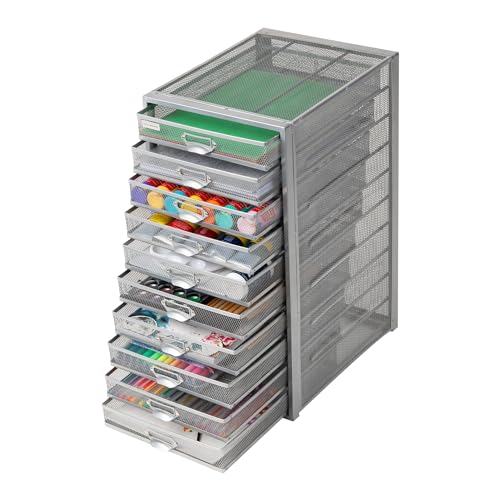 Mind Reader 10-Drawer Metal Mesh Desk Organizer, Silver N923041