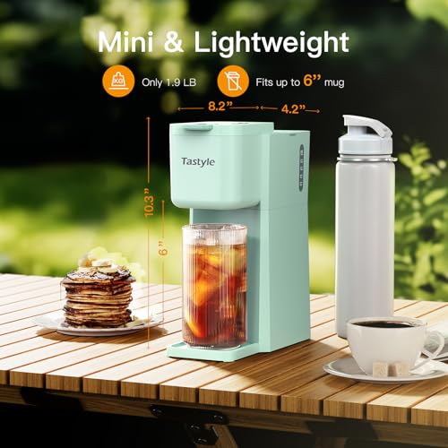 Mini Hot and Iced Coffee Maker Single Serve for K Cup and Ground, Classic Black O715039