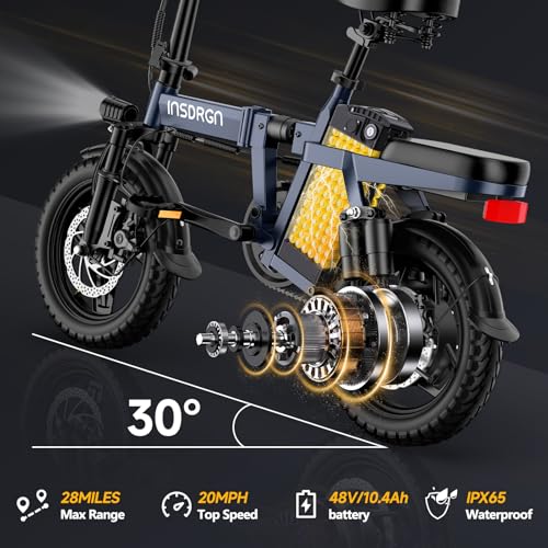 Folding Electric Bike for Adults, 20MPH, 45 Miles Range, Removable Battery Q46926