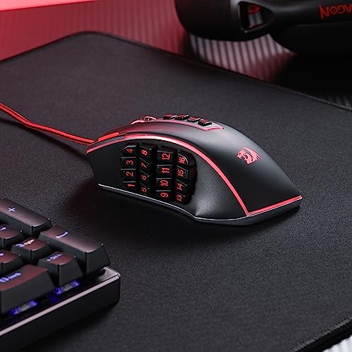 Redragon M908 Impact RGB MMO Gaming Mouse with 12 Side Buttons, 12400 DPI U713989