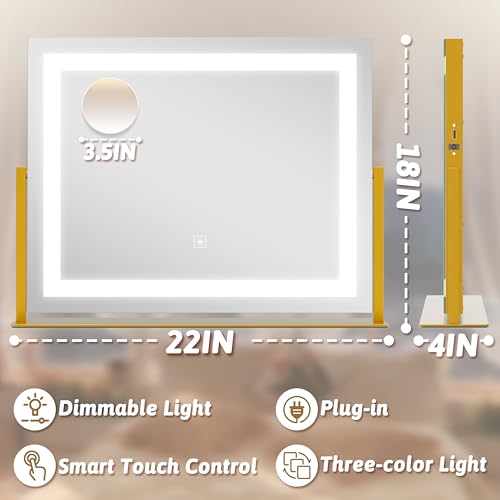 Vanity Mirror with Lights, 12.6"×15" LED Makeup Mirror, Touch Control Dimmable D52089