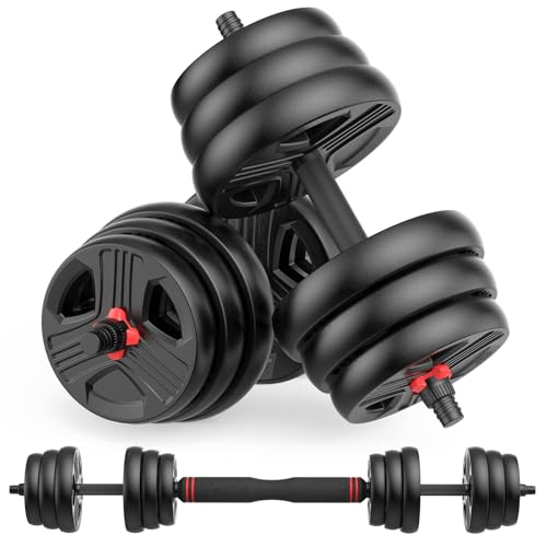 Adjustable Dumbbells 55lbs Free Weight Set with Connector, 2-in-1 Dumbbell and Barbell for Home Gym F376