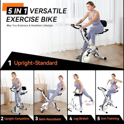 Foldable Exercise Bike with 16-Level Magnetic Resistance for Home T532
