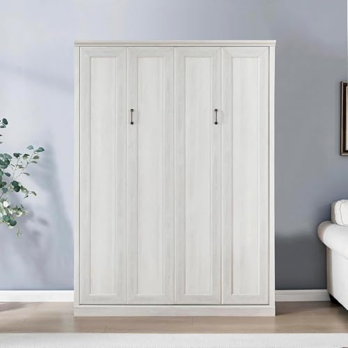 MERITLINE Queen Murphy Bed with Storage Bookcase and Charging Station E996