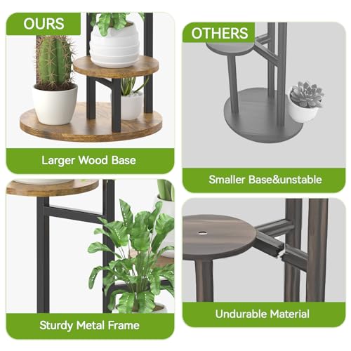 6 Tier Metal Wood Corner Plant Stand Indoor Outdoor H78199