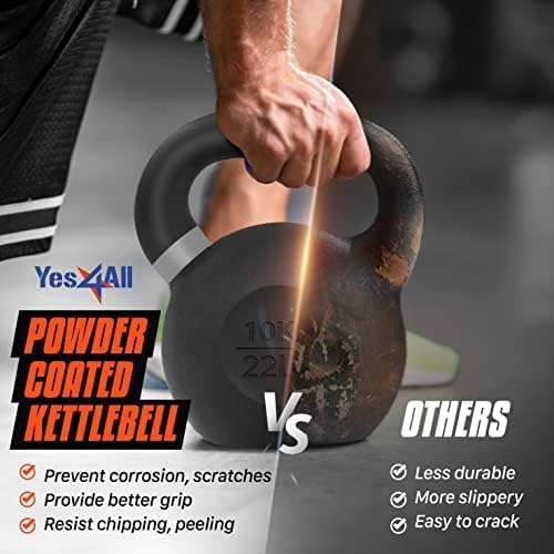 Yes4All Powder Coated Cast Iron Kettlebell Weight Set for Home Gym N15817