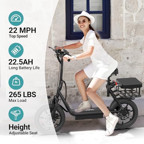 NAVIC Electric Scooter for Adults, Folding E-Scooter with Dual Braking and Dual Suspension B3040