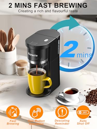 Slim Single Serve Coffee Maker for K-Cup & Ground Coffee, White S8539