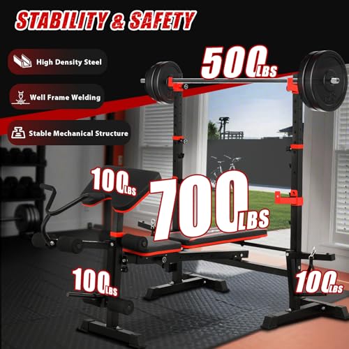 1500LBS 8-in-1 Olympic Weight Bench with Leg Extension & Preacher Curl A945